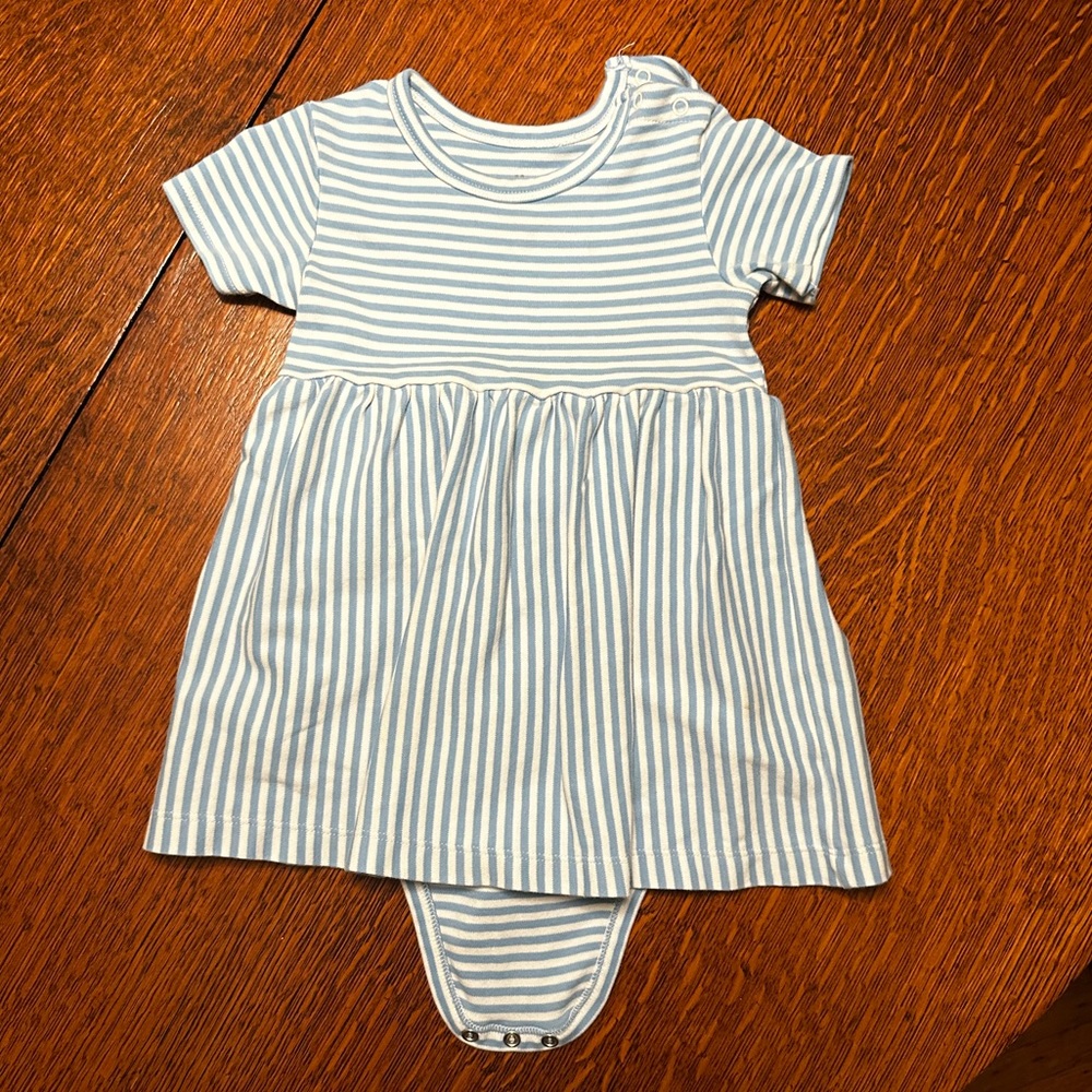 Primary Blue and White Striped Babysuit dress